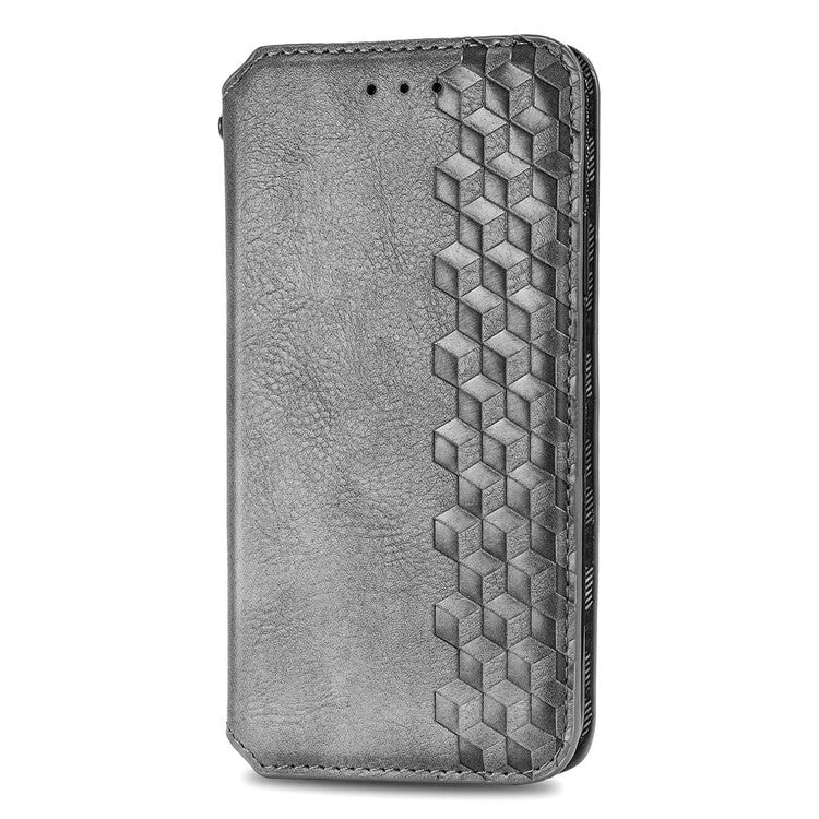 For OnePlus Nord CE4 Lite 5G Case Rhombus Imprint PU Leather Wallet Phone Cover - Grey