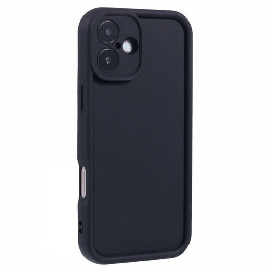 For iPhone 16 Plus Case Grooved Design TPU Anti-Slip Phone Cover - Black