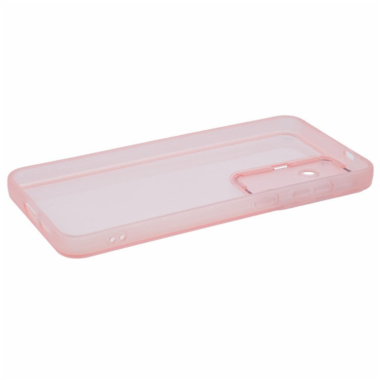 WANLONFENG DKSM Series for Samsung Galaxy A15 5G  /  A15 4G TPU Case Electroplated Frame Phone Cover with Tempered Glass - Transparent Pink