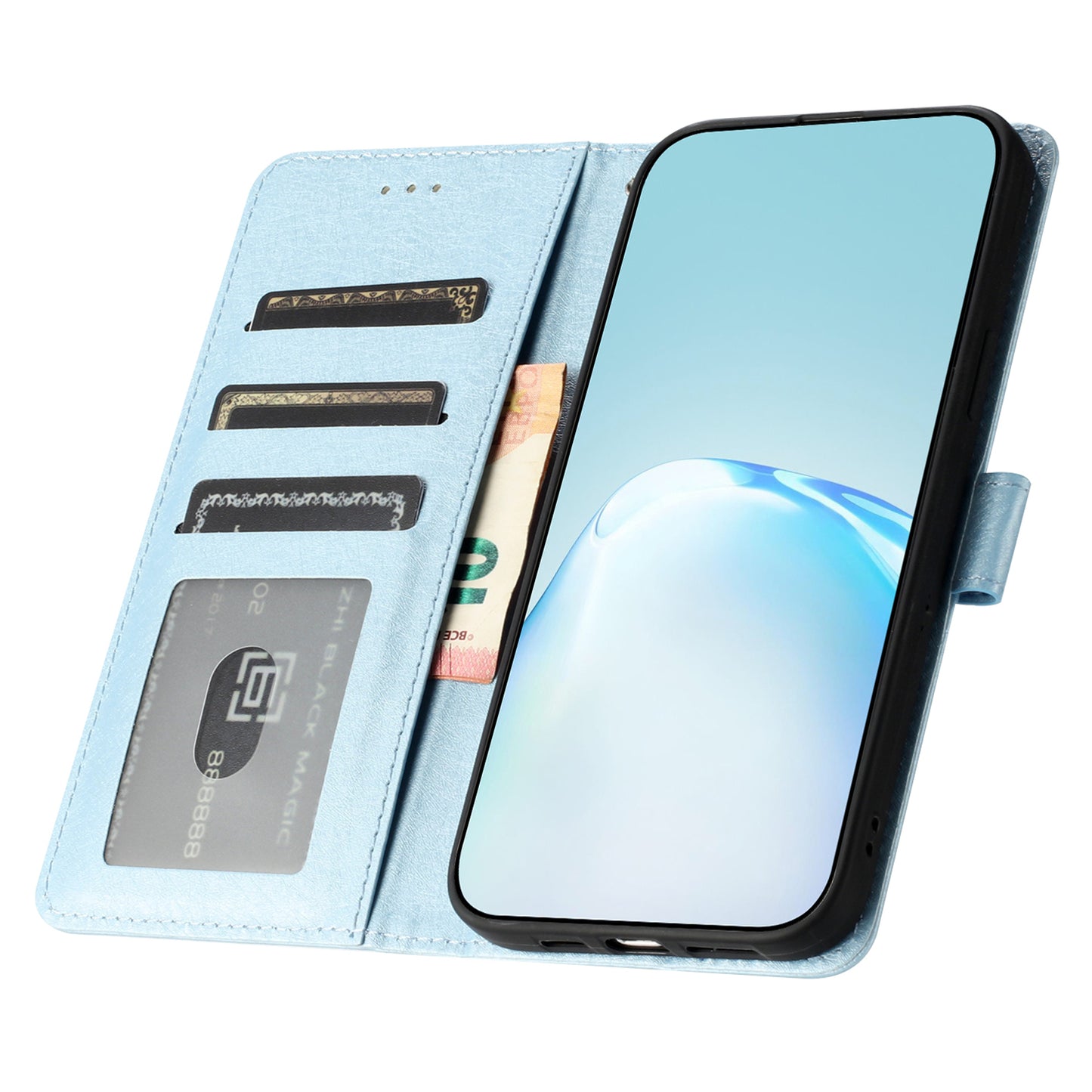 For Samsung Galaxy A06 Wallet Case Leather Folio Phone Cover Magnetic Clasp - Blue