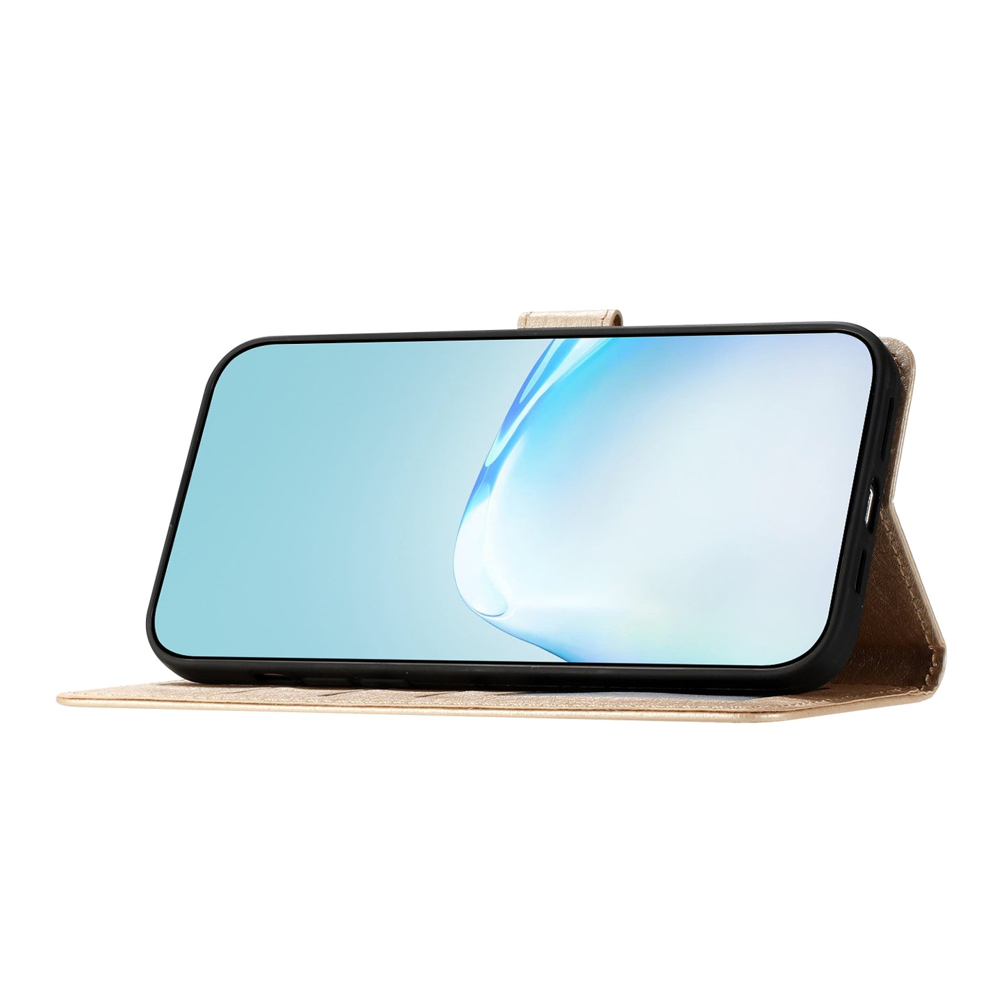 For Samsung Galaxy A06 Wallet Case Leather Folio Phone Cover Magnetic Clasp - Gold