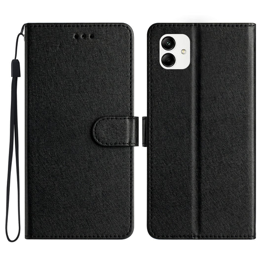 For Samsung Galaxy A06 Wallet Case Leather Folio Phone Cover Magnetic Clasp - Black