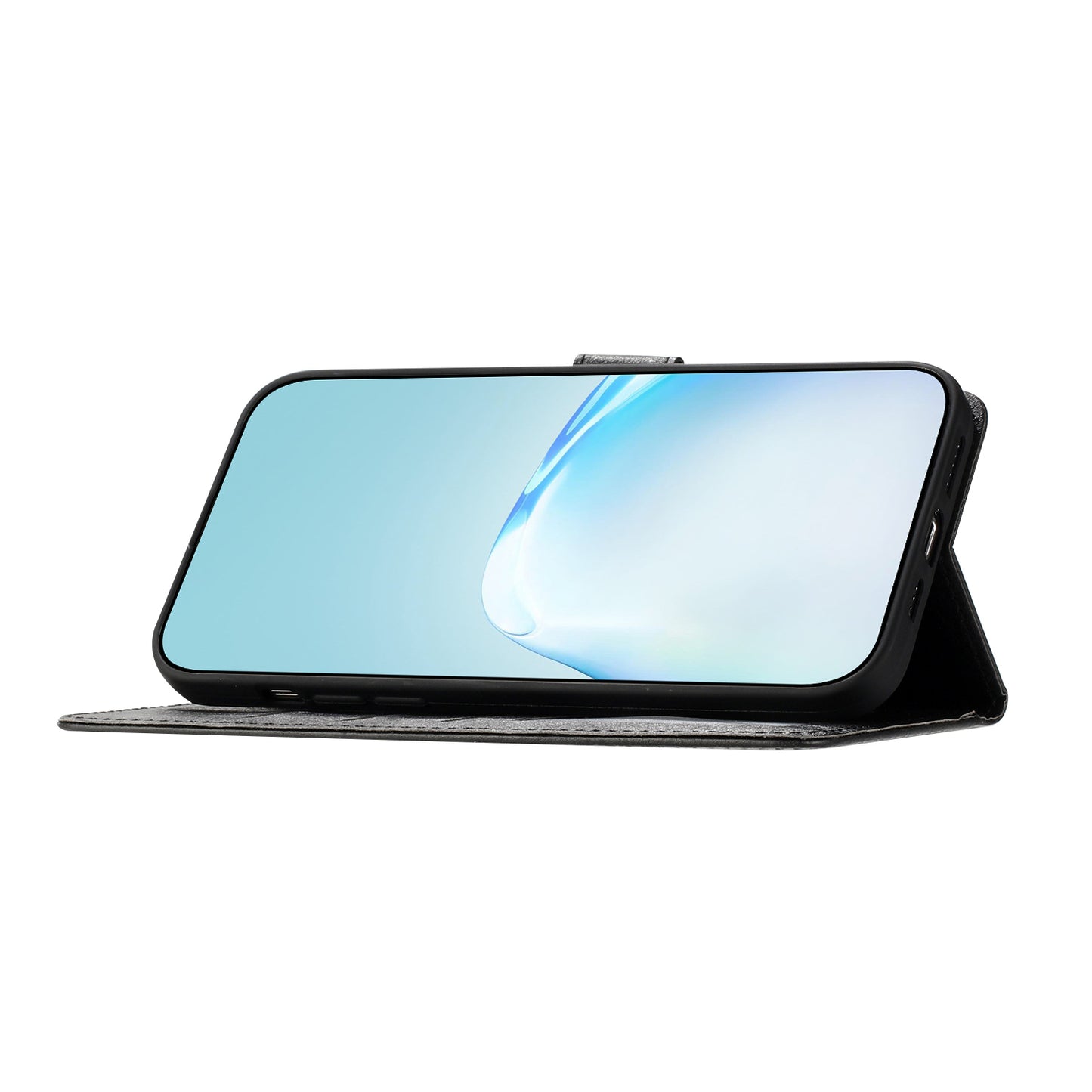 For Samsung Galaxy A06 Wallet Case Leather Folio Phone Cover Magnetic Clasp - Black