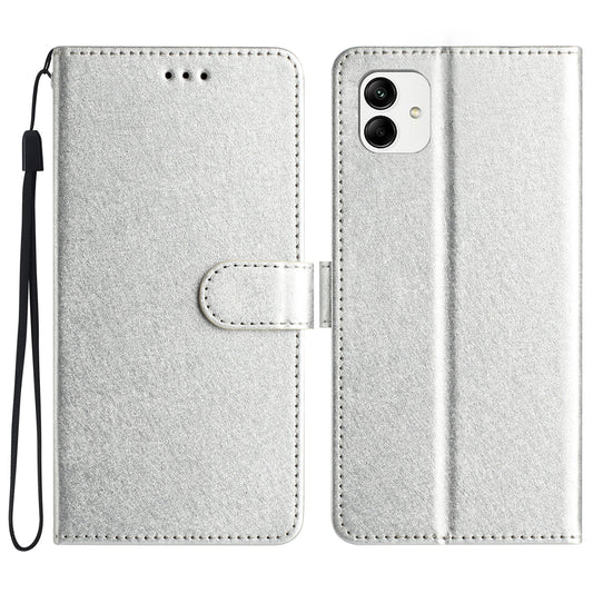 For Samsung Galaxy A06 Wallet Case Leather Folio Phone Cover Magnetic Clasp - Silver