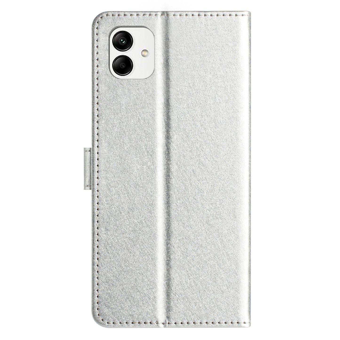 For Samsung Galaxy A06 Wallet Case Leather Folio Phone Cover Magnetic Clasp - Silver