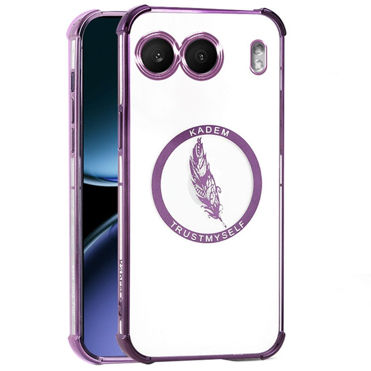 KADEM For OnePlus Nord 4 Case TPU Clear Phone Cover Feather Pattern - Purple