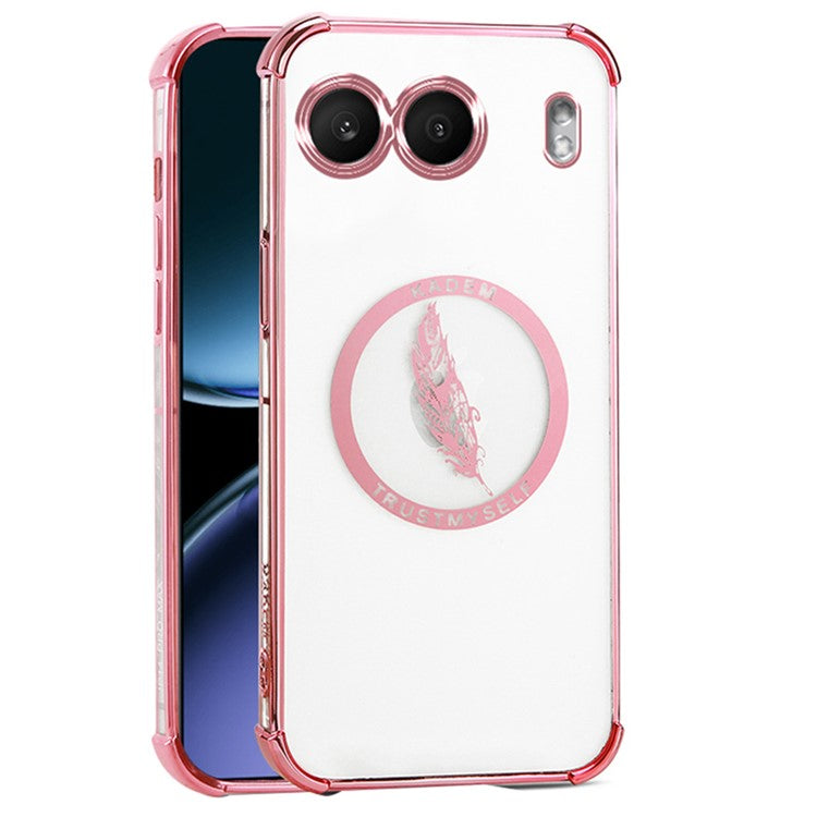 KADEM For OnePlus Nord 4 Case TPU Clear Phone Cover Feather Pattern - Pink
