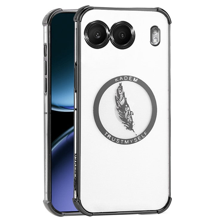 KADEM For OnePlus Nord 4 Case TPU Clear Phone Cover Feather Pattern - Black