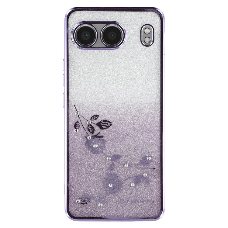 KADEM For OnePlus Nord 4 Case Ring Kickstand TPU Flowers Phone Cover Gradient Glitter - Purple
