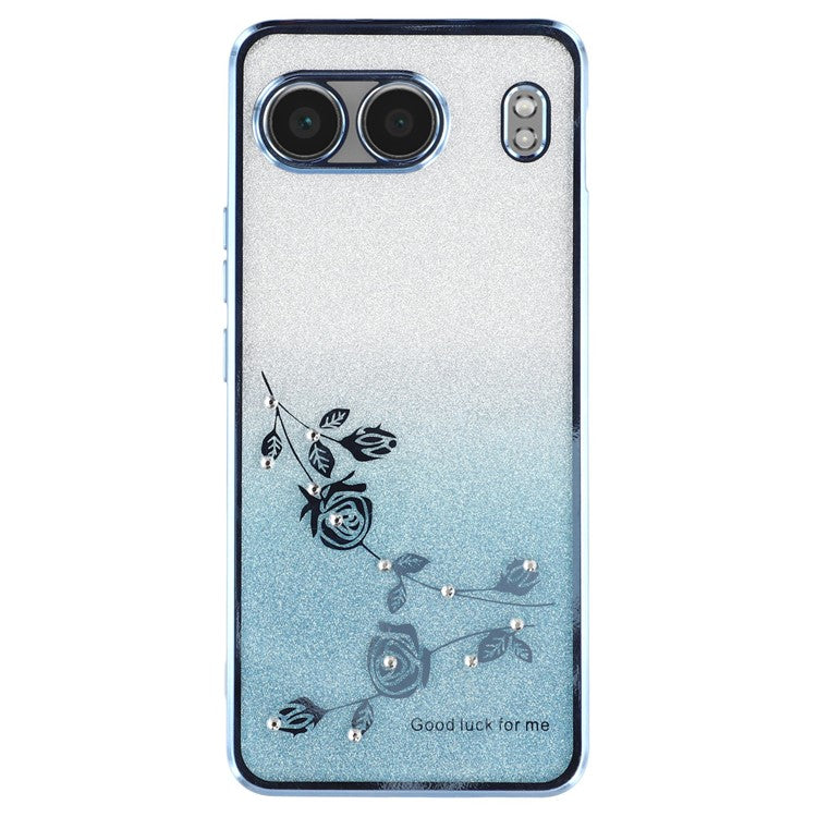 KADEM For OnePlus Nord 4 Case Ring Kickstand TPU Flowers Phone Cover Gradient Glitter - Blue