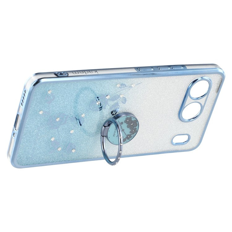 KADEM For OnePlus Nord 4 Case Ring Kickstand TPU Flowers Phone Cover Gradient Glitter - Blue