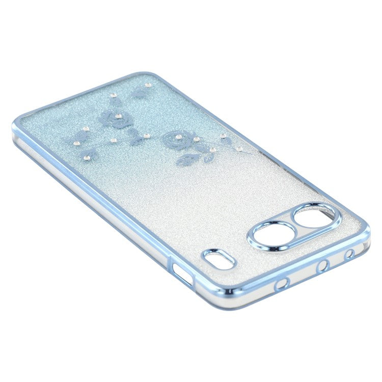 KADEM For OnePlus Nord 4 Case Ring Kickstand TPU Flowers Phone Cover Gradient Glitter - Blue