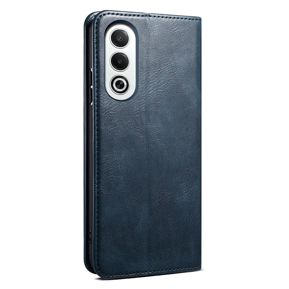 For Oppo K12x 5G (India) Case Crazy Horse Texture Waxy Leather Wallet Stand Cover - Blue