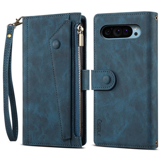 ESEBLE Star Series For Google Pixel 9 Pro  /  Pixel 9 Case Zipper Wallet Leather Stand Phone Cover - Blue