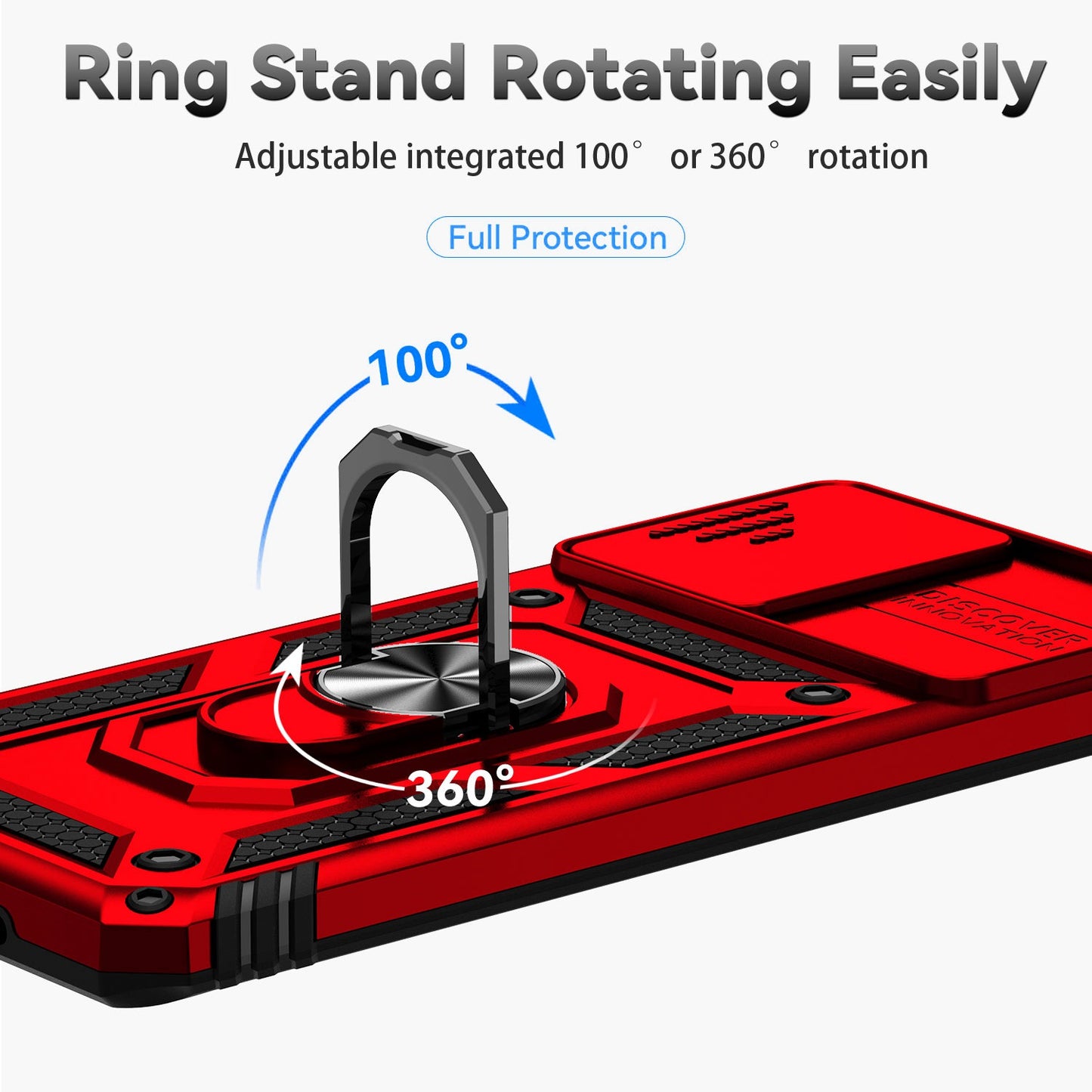 For Samsung Galaxy S20 Plus 4G / 5G Hard PC + Soft TPU Phone Case with Metal Ring Kickstand and Slide Camera Protection - Red