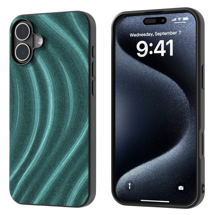 For iPhone 16 Plus Case Milky Way Pattern PU+PC+TPU Shockproof Phone Cover - Green