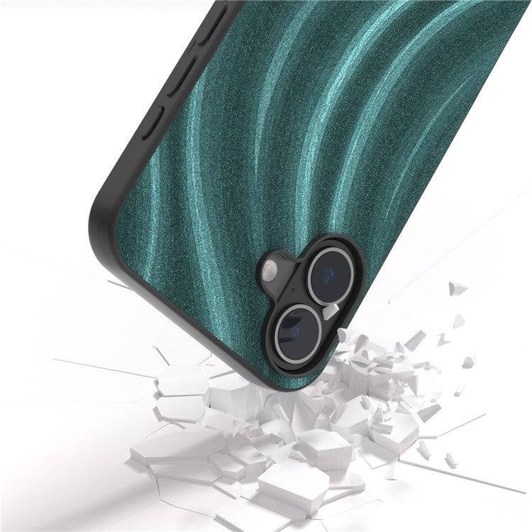 For iPhone 16 Plus Case Milky Way Pattern PU+PC+TPU Shockproof Phone Cover - Green