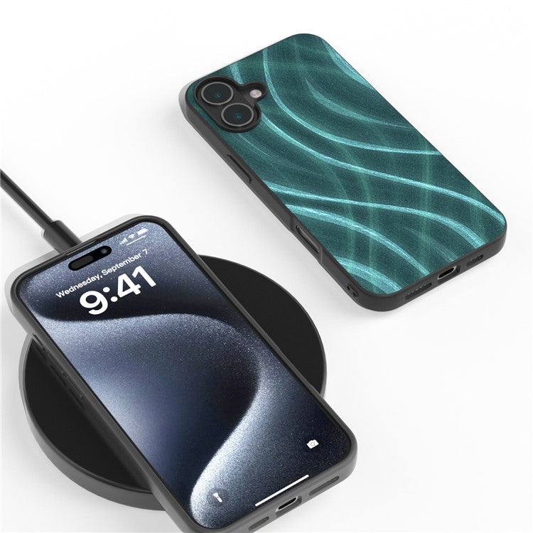 For iPhone 16 Plus Case Milky Way Pattern PU+PC+TPU Shockproof Phone Cover - Green