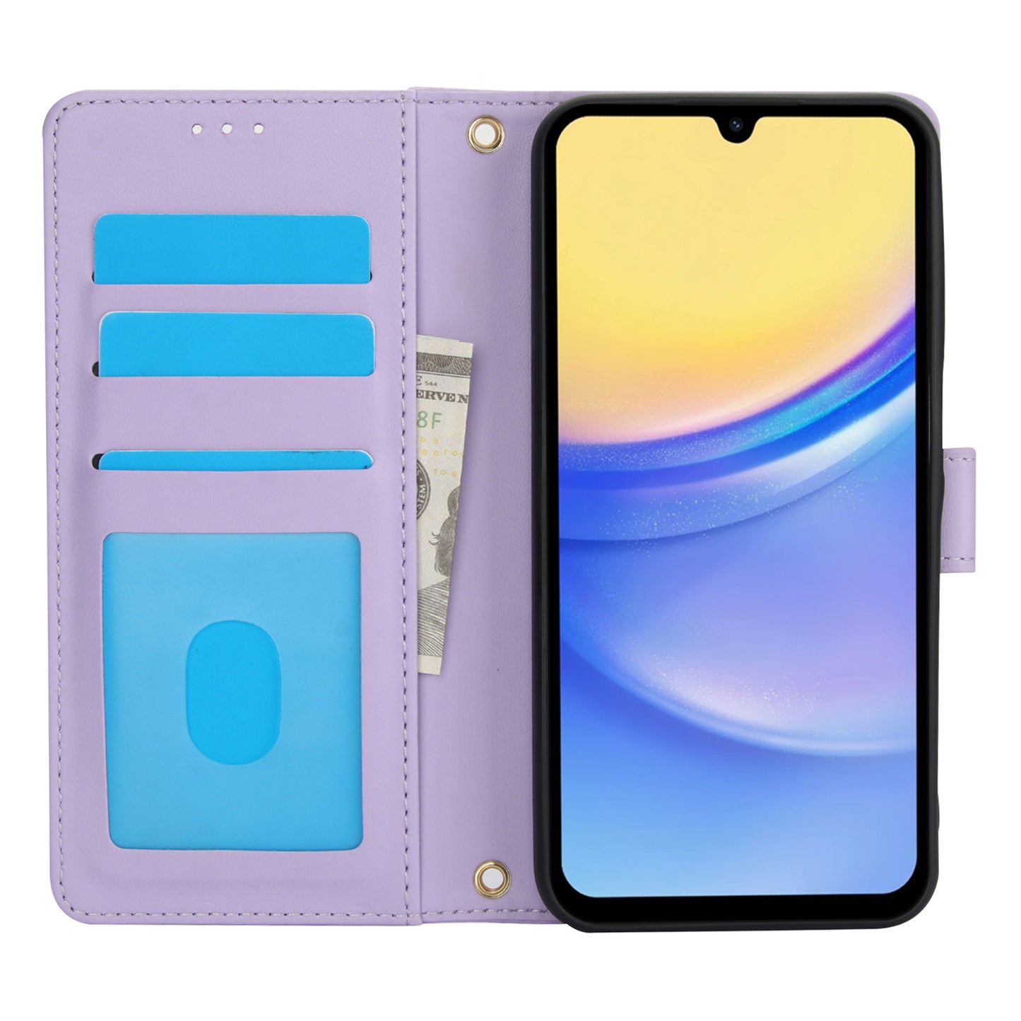 SY-003 For Samsung Galaxy A16 5G / A16 4G Case PU Leather Stand View Phone Wallet Cover with Hand Strap - Purple