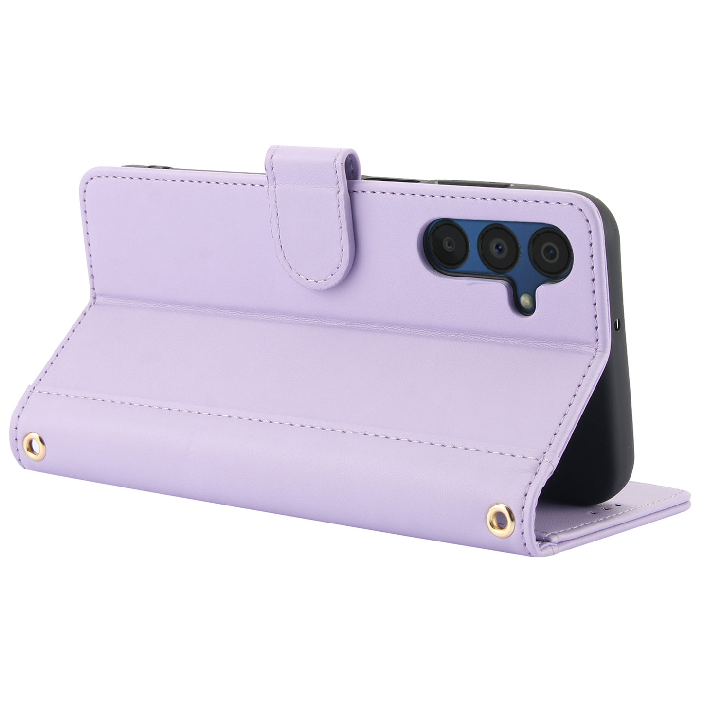 SY-003 For Samsung Galaxy A16 5G / A16 4G Case PU Leather Stand View Phone Wallet Cover with Hand Strap - Purple