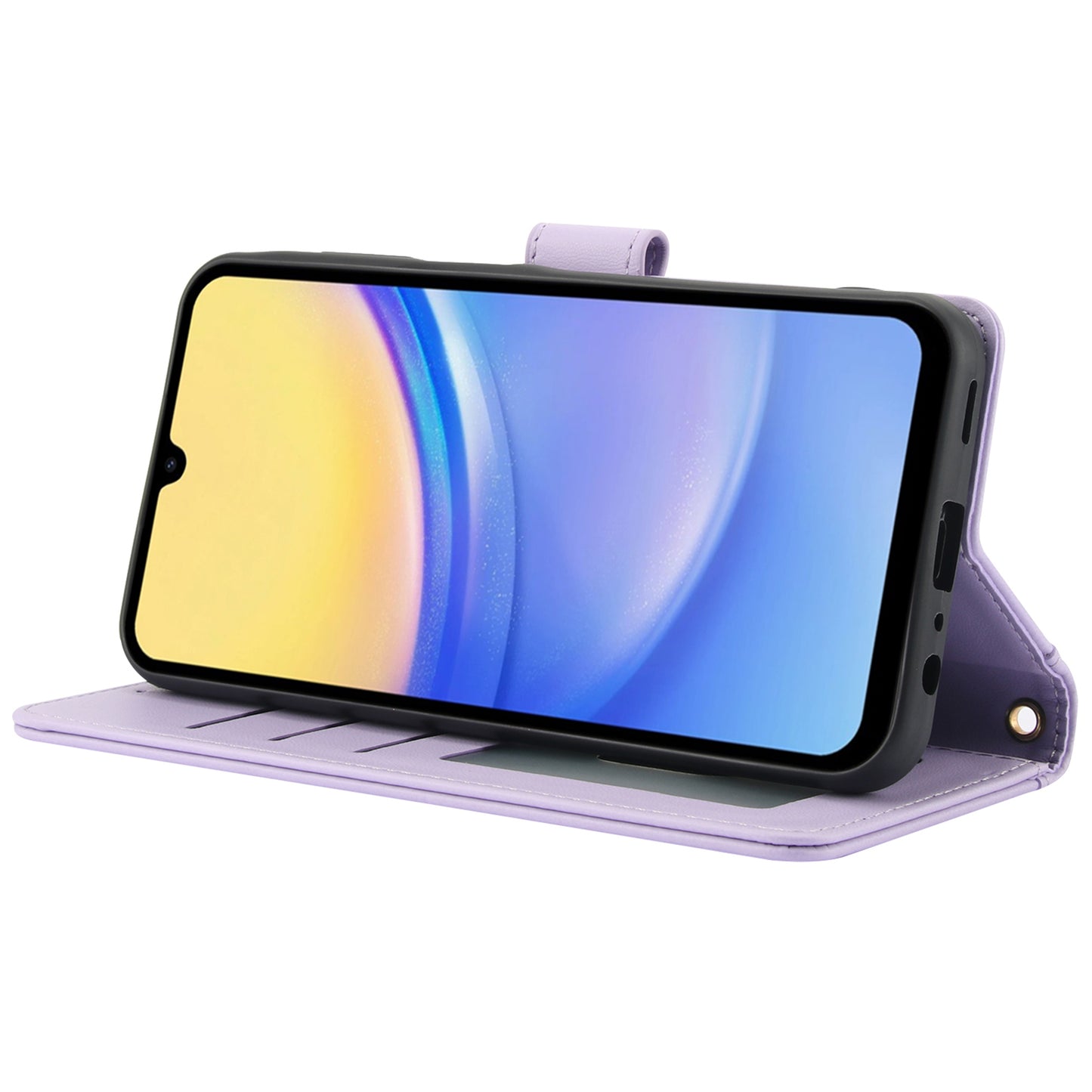 SY-003 For Samsung Galaxy A16 5G / A16 4G Case PU Leather Stand View Phone Wallet Cover with Hand Strap - Purple