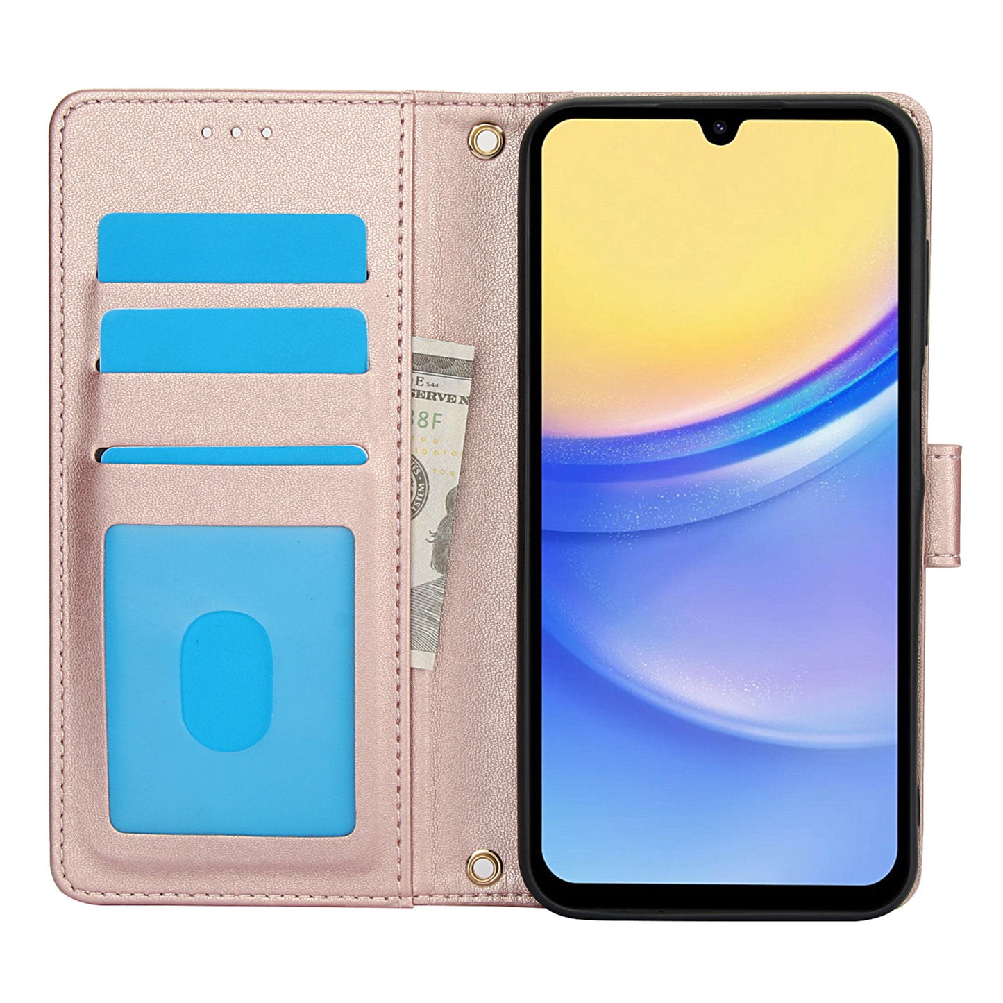 SY-003 For Samsung Galaxy A16 5G / A16 4G Case PU Leather Stand View Phone Wallet Cover with Hand Strap - Pink