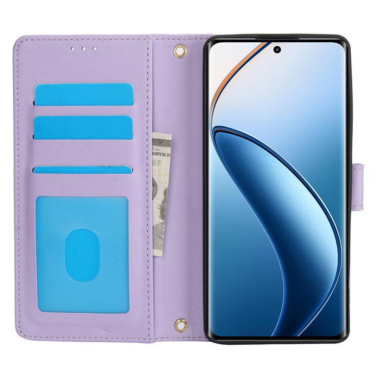 SY-003 For Oppo A60 4G Case PU Leather Stand View Phone Wallet Cover with Hand Strap - Purple