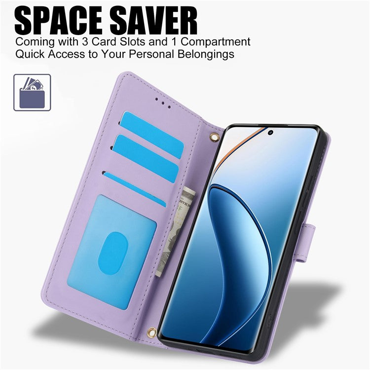 SY-003 For Oppo A60 4G Case PU Leather Stand View Phone Wallet Cover with Hand Strap - Purple