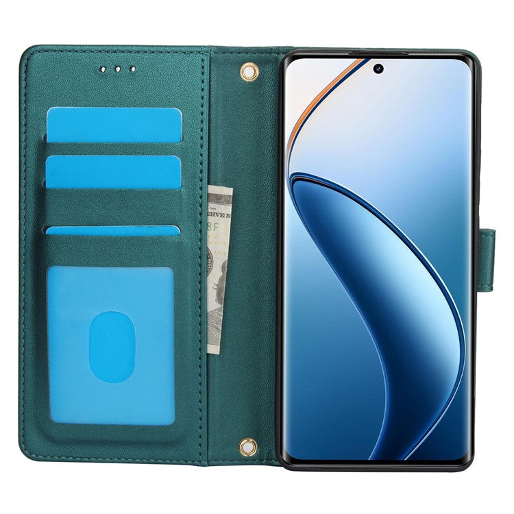 SY-003 For Oppo A60 4G Case PU Leather Stand View Phone Wallet Cover with Hand Strap - Green