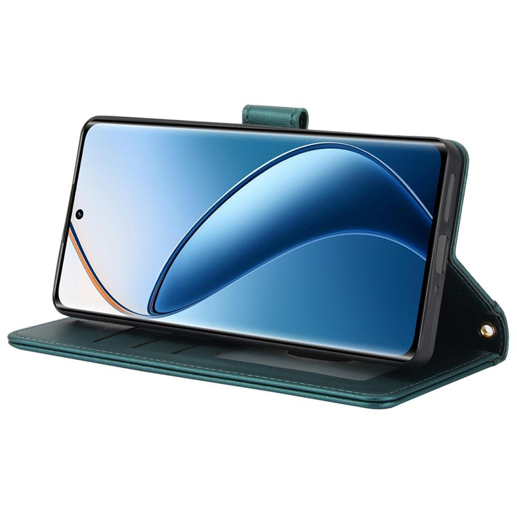 SY-003 For Oppo A60 4G Case PU Leather Stand View Phone Wallet Cover with Hand Strap - Green