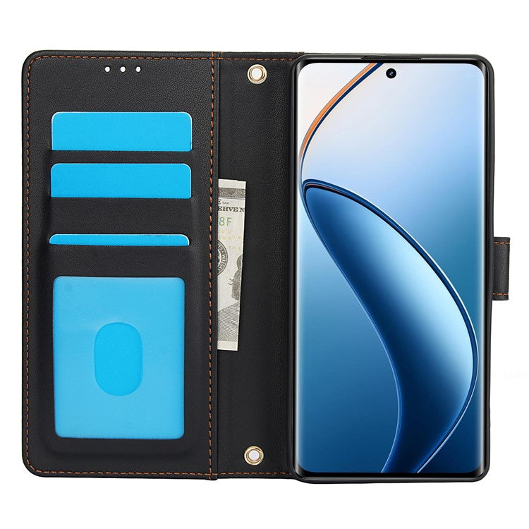 SY-003 For Oppo A60 4G Case PU Leather Stand View Phone Wallet Cover with Hand Strap - Black