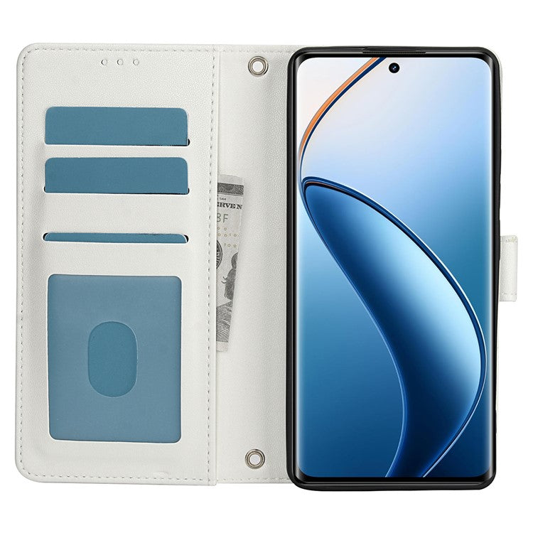 SY-003 For Oppo A60 4G Case PU Leather Stand View Phone Wallet Cover with Hand Strap - White