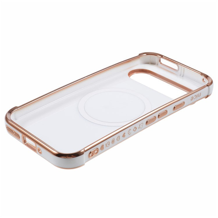 For Google Pixel 9 / Pixel 9 Pro Case Compatible with MagSafe Electroplated TPU Phone Cover Hollow Love Hearts - Ivory White