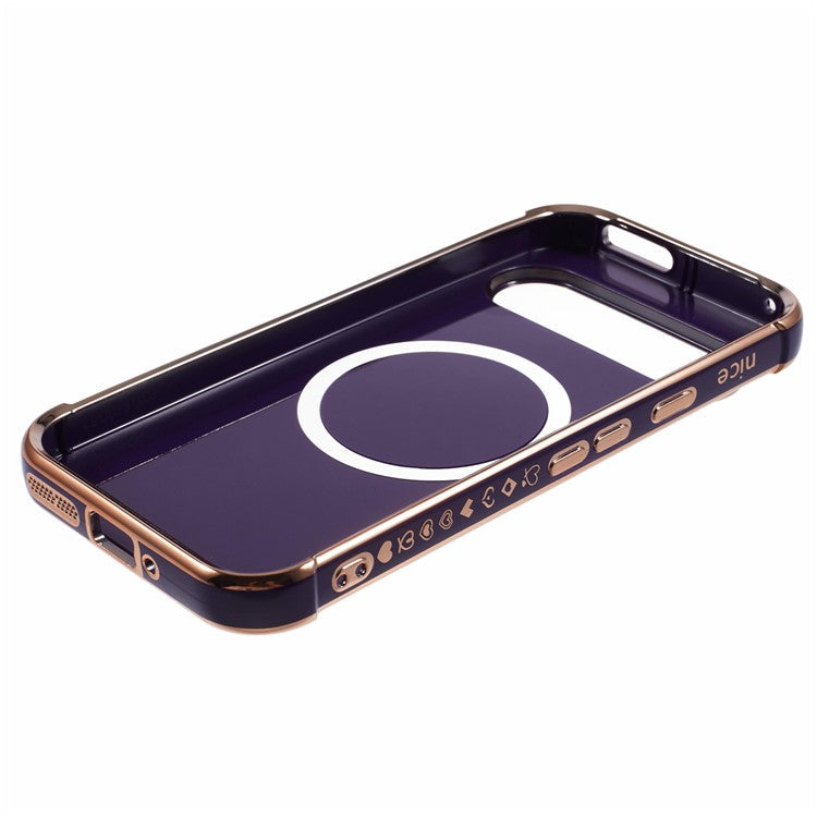For Google Pixel 9 / Pixel 9 Pro Case Compatible with MagSafe Electroplated TPU Phone Cover Hollow Love Hearts - Dark Purple