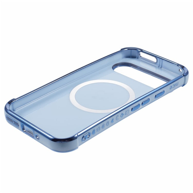 For Google Pixel 9 / Pixel 9 Pro Case Compatible with MagSafe Electroplated TPU Phone Cover Hollow Love Hearts - Blue