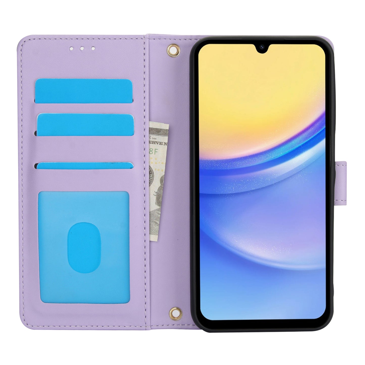 SY-003 For Samsung Galaxy A06 Case PU Leather Stand View Phone Wallet Cover with Hand Strap - Purple