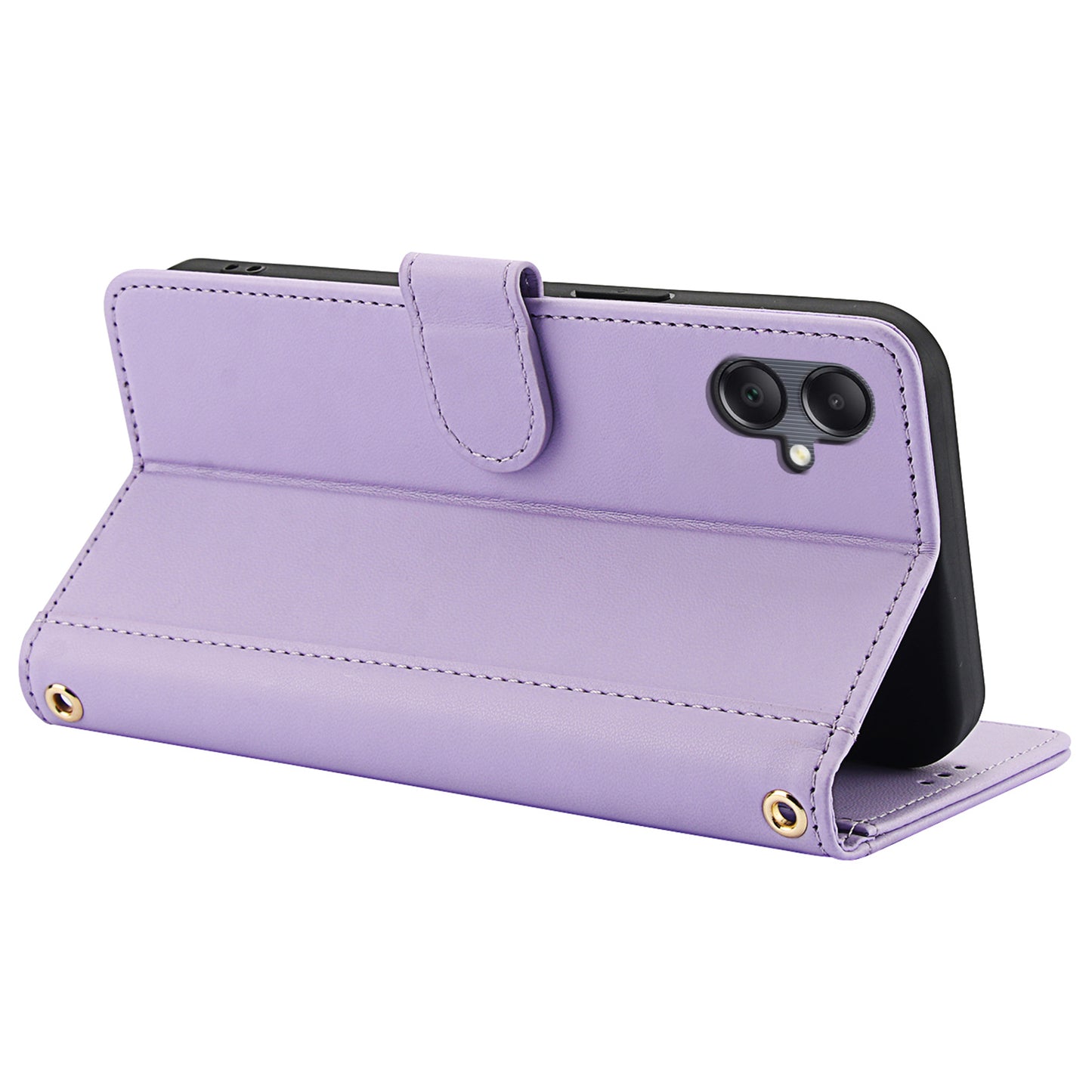 SY-003 For Samsung Galaxy A06 Case PU Leather Stand View Phone Wallet Cover with Hand Strap - Purple
