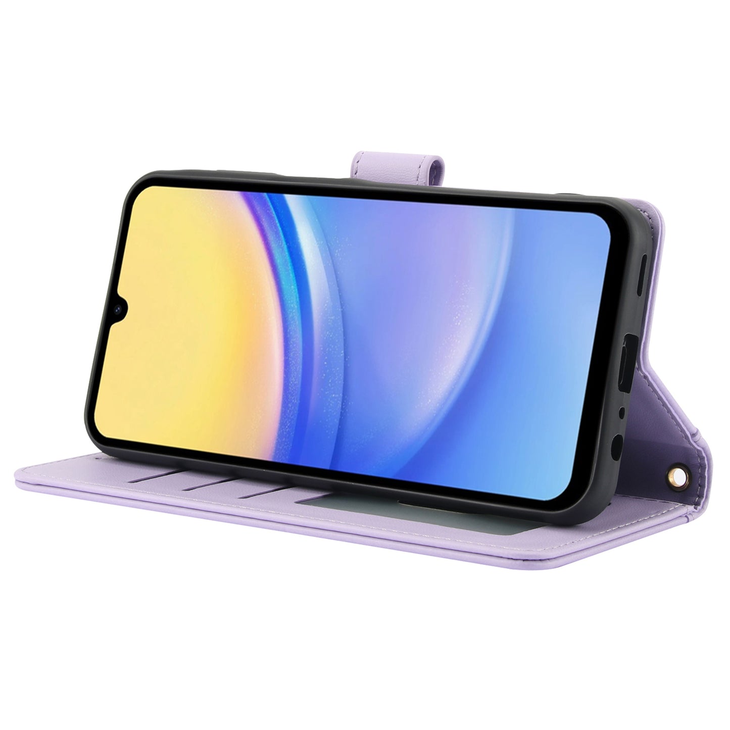 SY-003 For Samsung Galaxy A06 Case PU Leather Stand View Phone Wallet Cover with Hand Strap - Purple