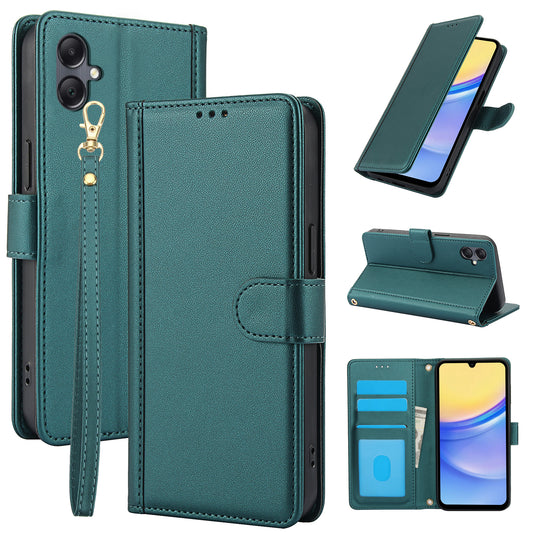 SY-003 For Samsung Galaxy A06 Case PU Leather Stand View Phone Wallet Cover with Hand Strap - Green
