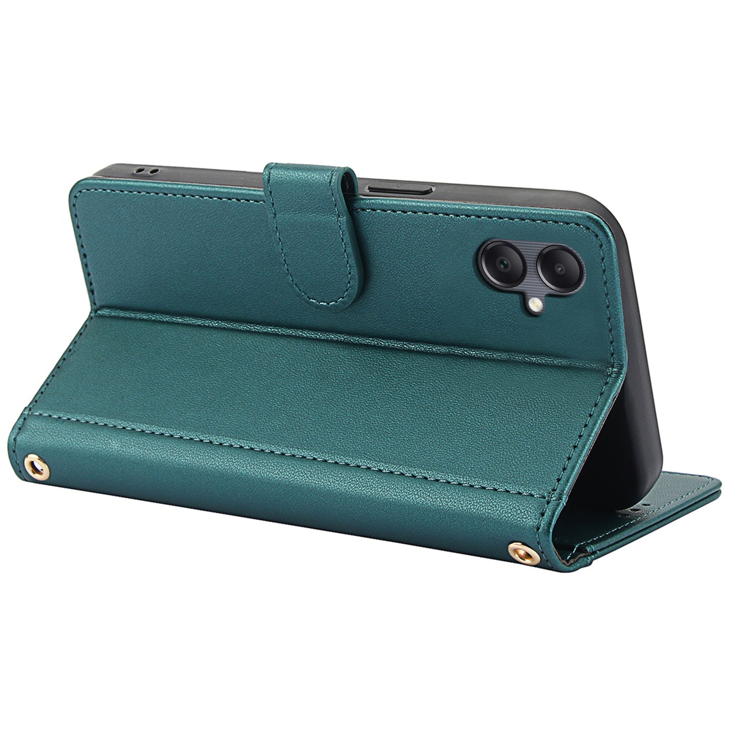 SY-003 For Samsung Galaxy A06 Case PU Leather Stand View Phone Wallet Cover with Hand Strap - Green