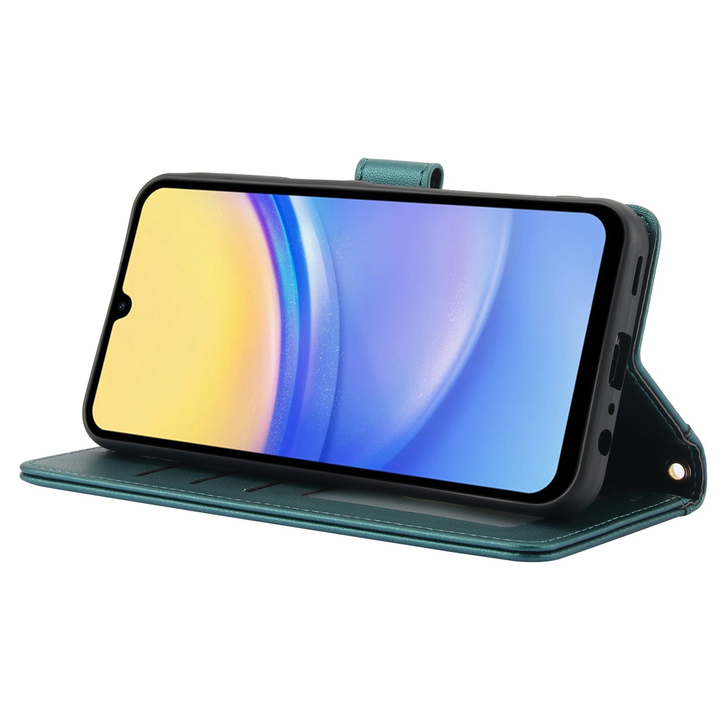 SY-003 For Samsung Galaxy A06 Case PU Leather Stand View Phone Wallet Cover with Hand Strap - Green