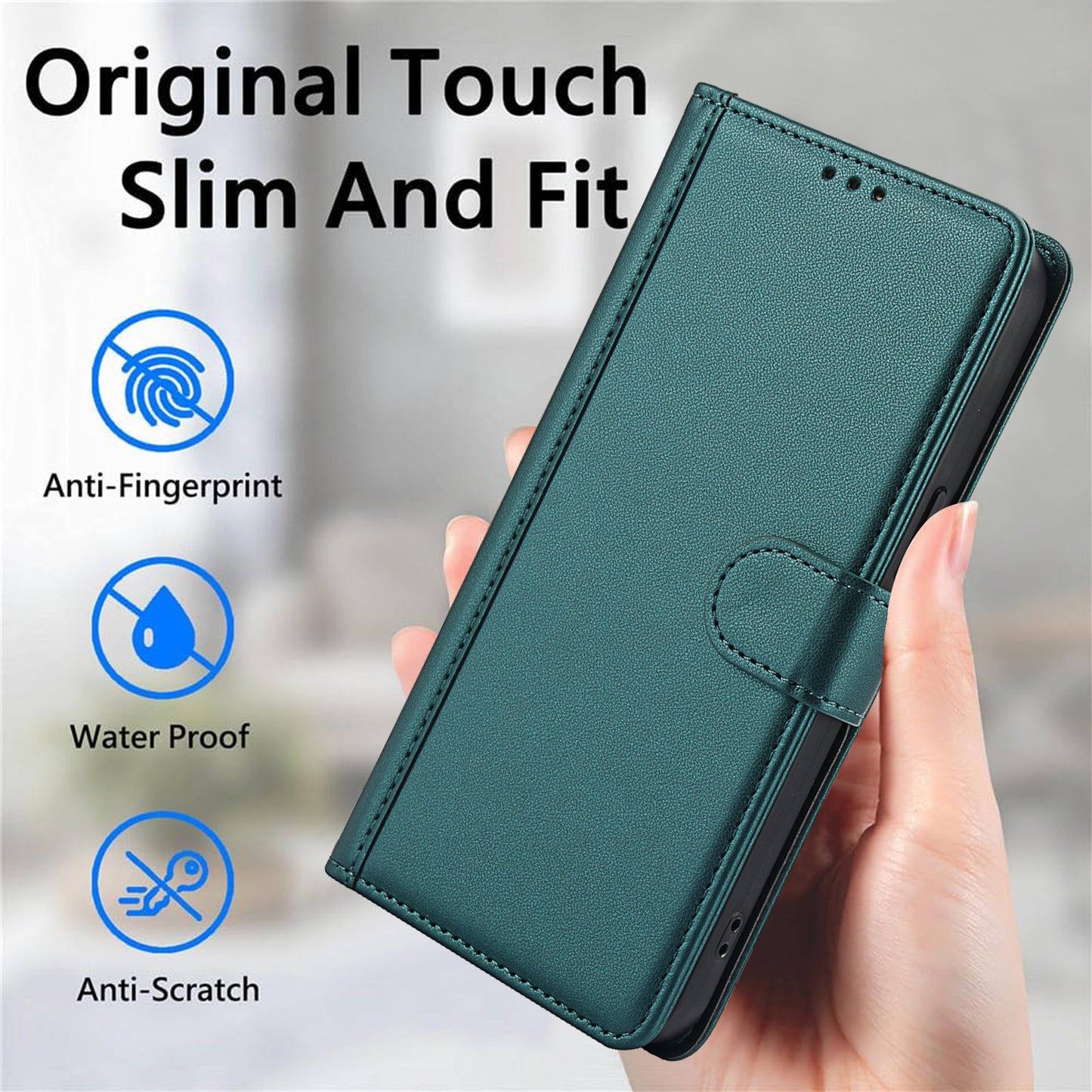 SY-003 For Samsung Galaxy A06 Case PU Leather Stand View Phone Wallet Cover with Hand Strap - Green