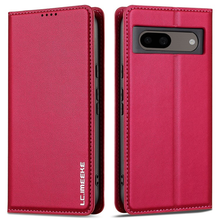 LC.IMEEKE L1 Series for Google Pixel 8a Case PU Leather Wallet Stand Protective Phone Cover - Red