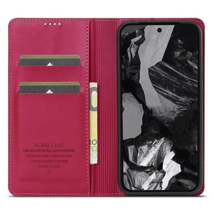 LC.IMEEKE L1 Series for Google Pixel 8a Case PU Leather Wallet Stand Protective Phone Cover - Red