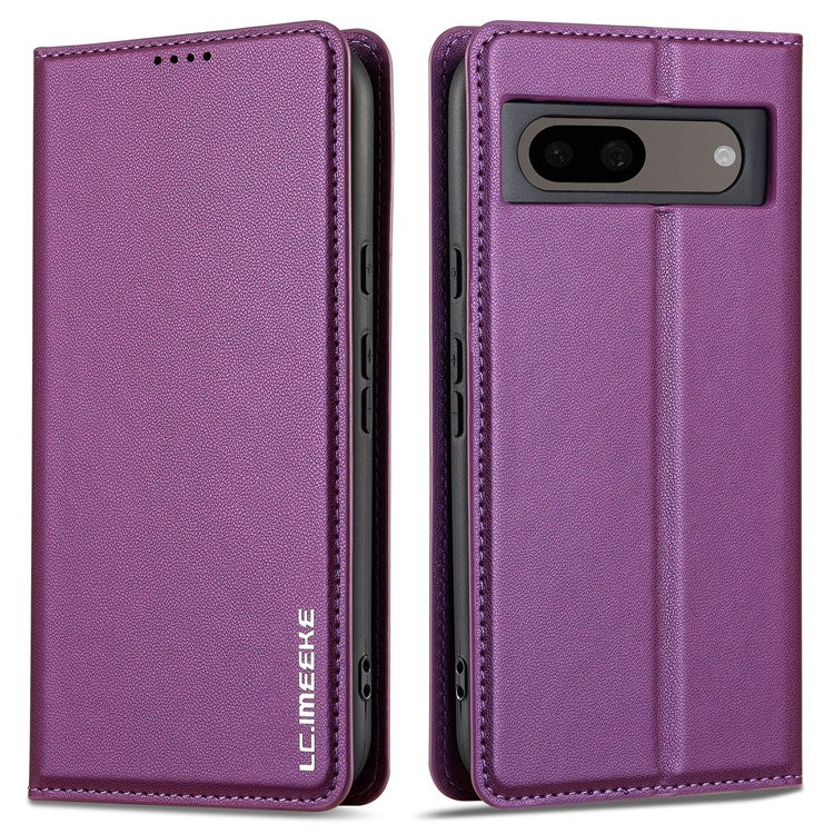 LC.IMEEKE L1 Series for Google Pixel 8a Case PU Leather Wallet Stand Protective Phone Cover - Purple