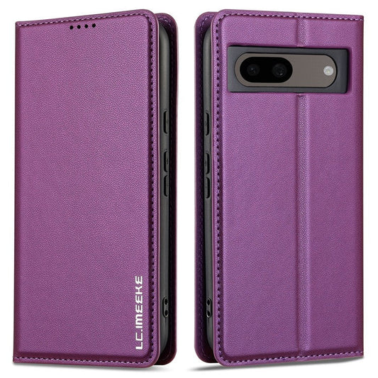 LC.IMEEKE L1 Series for Google Pixel 8a Case PU Leather Wallet Stand Protective Phone Cover - Purple