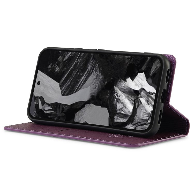 LC.IMEEKE L1 Series for Google Pixel 8a Case PU Leather Wallet Stand Protective Phone Cover - Purple