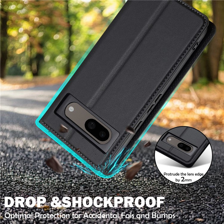LC.IMEEKE L1 Series for Google Pixel 8a Case PU Leather Wallet Stand Protective Phone Cover - Black