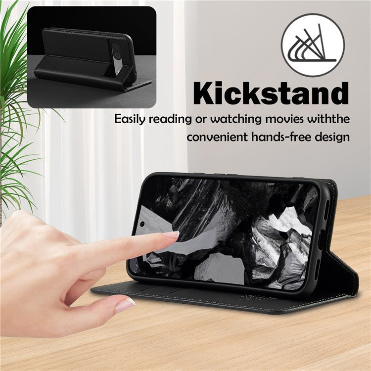 LC.IMEEKE L1 Series for Google Pixel 8a Case PU Leather Wallet Stand Protective Phone Cover - Black