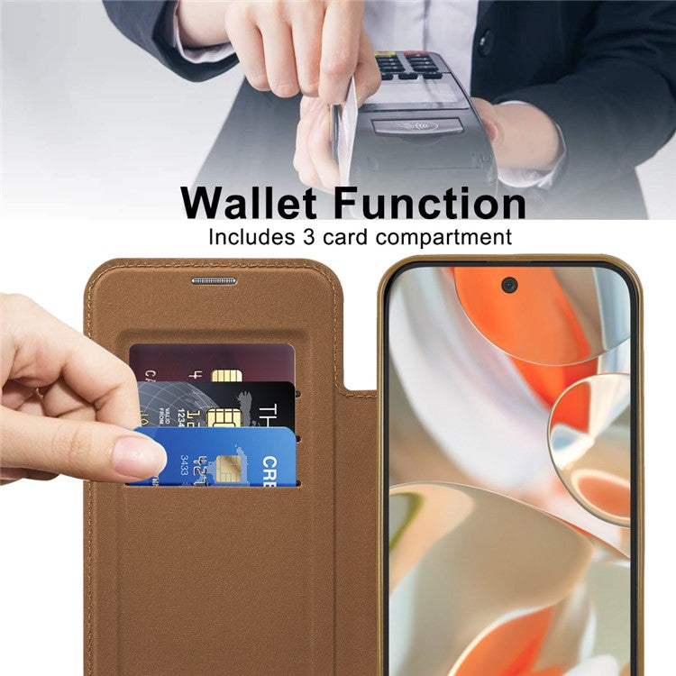 For Google Pixel 9 Pro XL Case Compatible with MagSafe Rhombus PU Leather Phone Cover - Brown